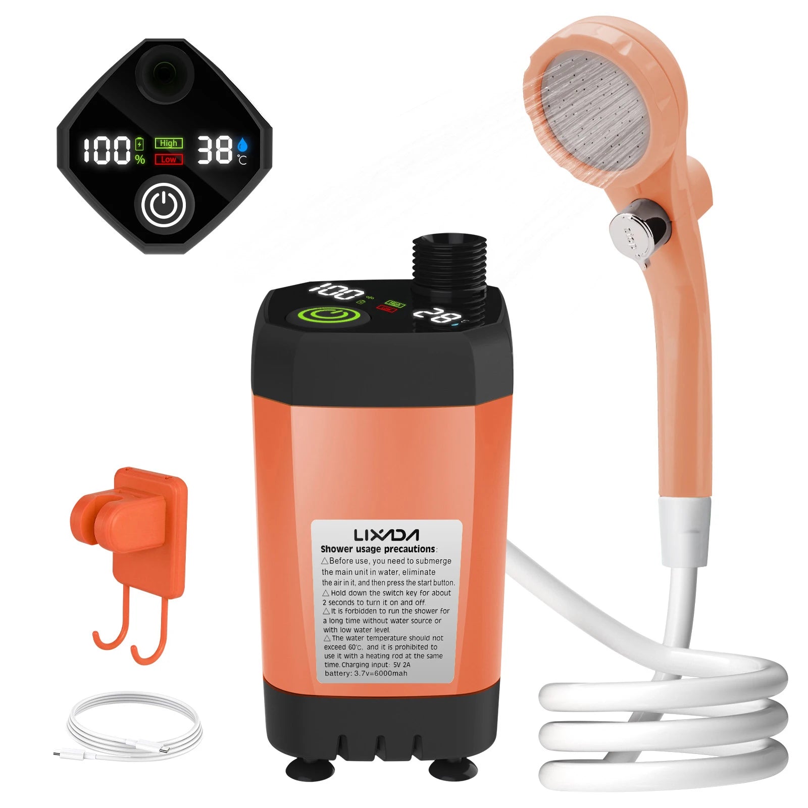 Portable Camping Shower Pump Kit – RV Outdoor Shower with Digital Display & Adjustable Flow